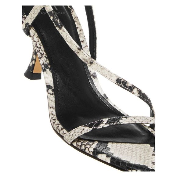 MARC FISHER Womens Black Snake Gove Toe Kitten Heel Leather Slingback Sandal 7 M - Picture 4 of 4